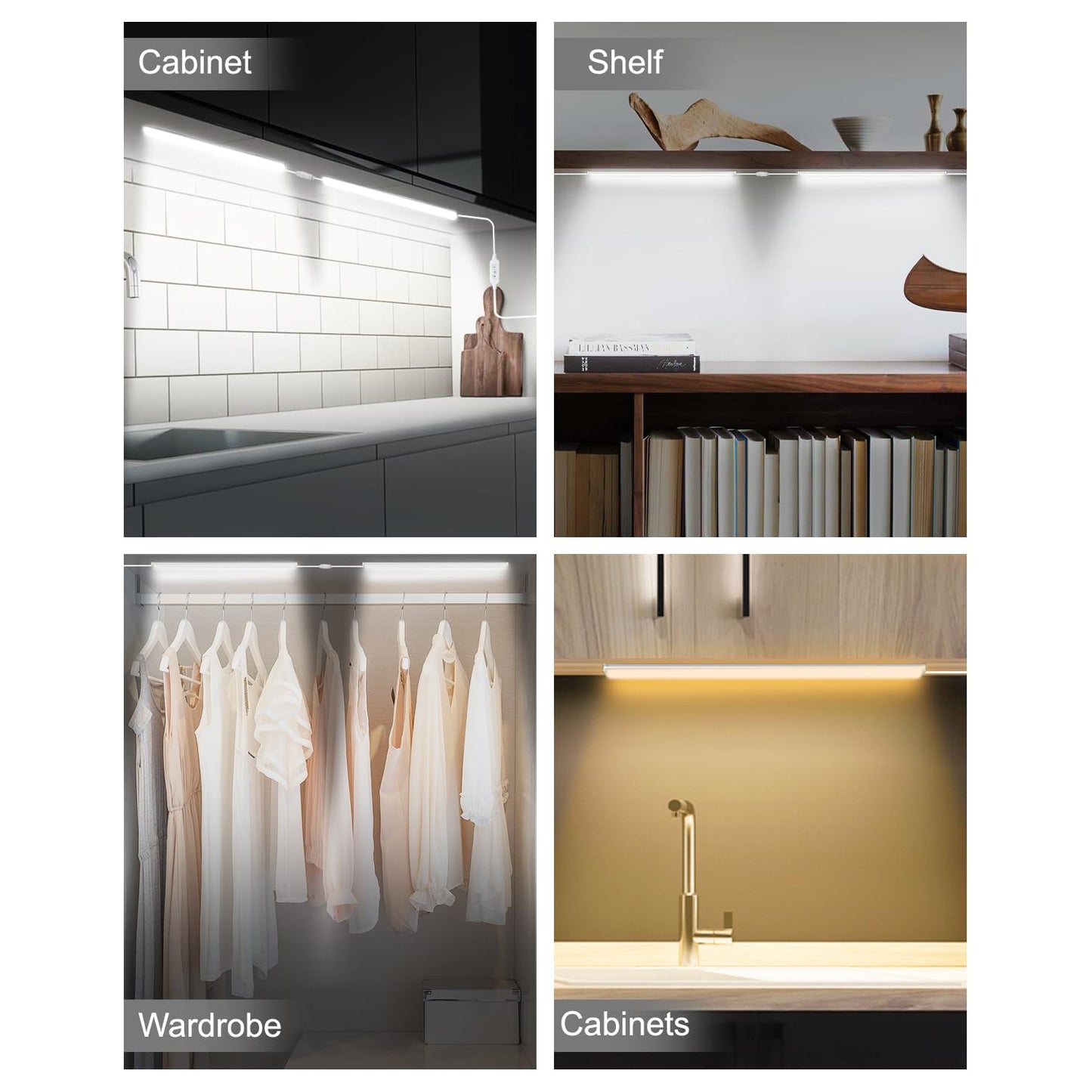 OGEDNAC Under Cabinet Lights, 12 Inch Under Cabinet Lighting with Remote, Dimmable LED Closet Light for Bedroom, Kitchen Cabinet, Counter Shelf 2700K-6500K Warm to Daylight White, 3 Pcs