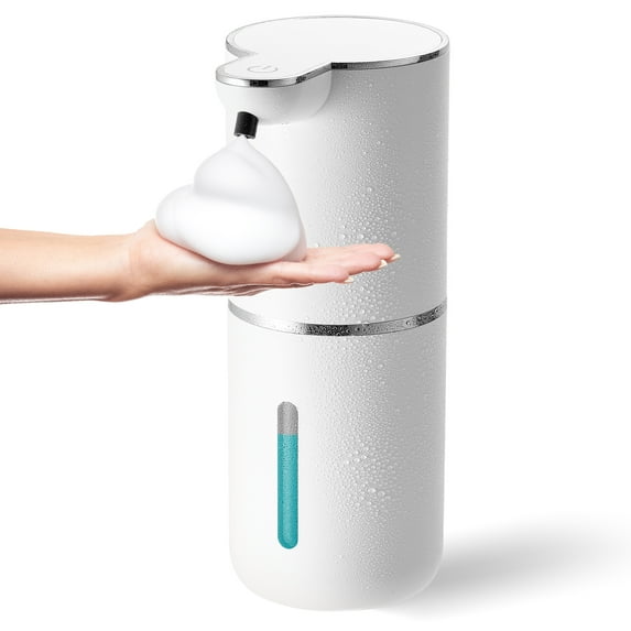 Automatic Soap Dispenser, Touchless Foaming Soap Dispenser 380ml USB Rechargeable Dispenser Electric Wall Mounted 4levels Adjustable Foam Dispenser Pump for Bathroom Kitchen Dish Soap, White