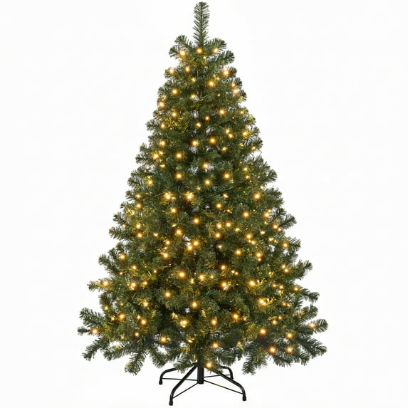 OGEDNAC Pre-Lit Christmas Tree, 4ft Artificial Green Xmas Tree with Multi-colored 150 LED Lights & Metal Stand, 360 Lifelike Branch Tips
