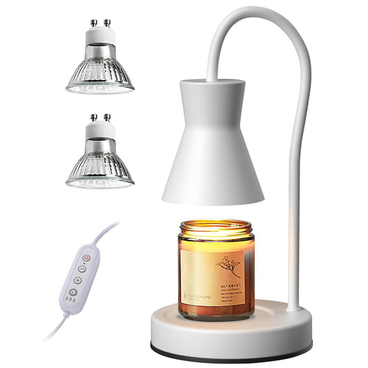 Candle Warmer Lamp, Dimmable Metal Candle Lamp Warmer Height Adjustable, Melting Wax Lamp with Timer, Compatible with Yankee Candle, Candle Warmer Lamps Scented Wax for Home Decor, White