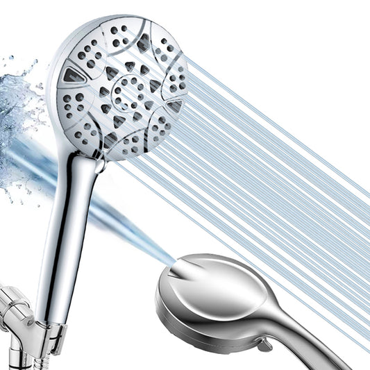High Pressure 10 Mode Handheld Shower Head, 5 inches Shower Head with Anti-clog Nozzles, Built-in Power Wash to Clean Tub, Tile & Pets, 5 ft. Stainless Steel Hose, Wall & Overhead Brackets
