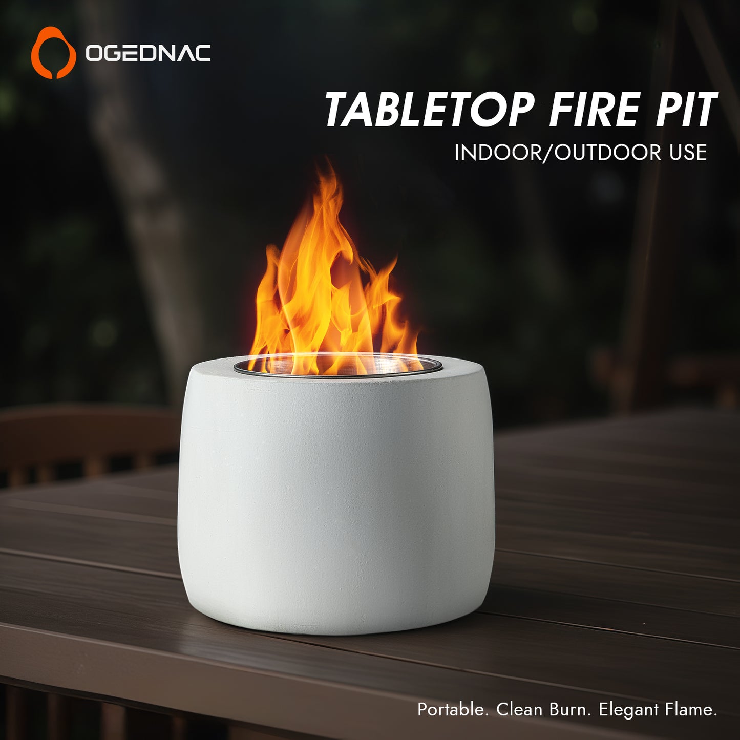 OGEDNAC Table Top Fire Pit Bowl, Concrete Tabletop Firepit Mini Alcohol Fireplace Indoor Outdoor Decor Portable Small Smores Maker for Garden Patio Balcony Wedding Housewarming Birthday Gifts