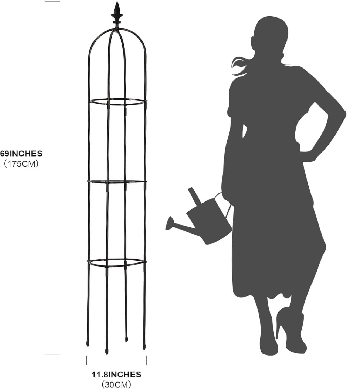 OGEDNAC Garden Trellis for Climbing Plants Outdoor, Plant Support for Potted Flowers Vegetable Vine Indoor Outdoor, Garden Obelisk, 6ft Tall Rose Trellis, Black