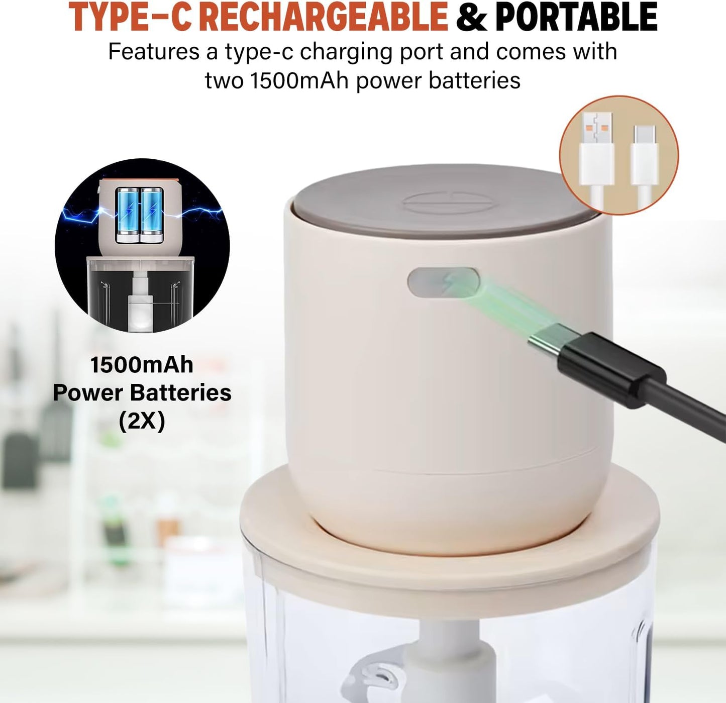OGEDNAC Food Processor, Electric Food Chopper with 4 Bowls (2.5 Cup+3 * 1 Cup), Meat Grinder with 2 Sets Stainless Steel Blades, Small Blender for Baby Food, Meat and Vegetables, Beige