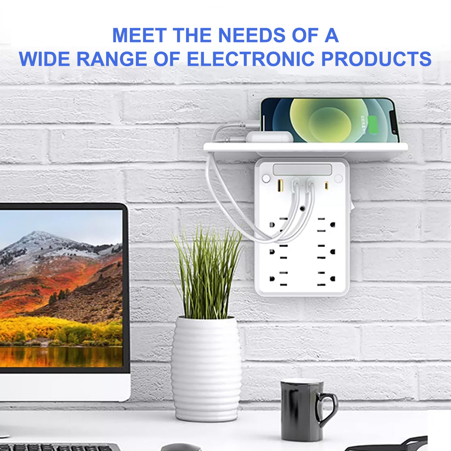 OGEDNAC Outlet Extender, 6 Outlet Grounded Wall Tap with 4 USB Ports and Night Light, Surge Protector Power Strip Multi Plug Outlets Wall Adapter Spaced for Home Travel Office ETL Listed, White