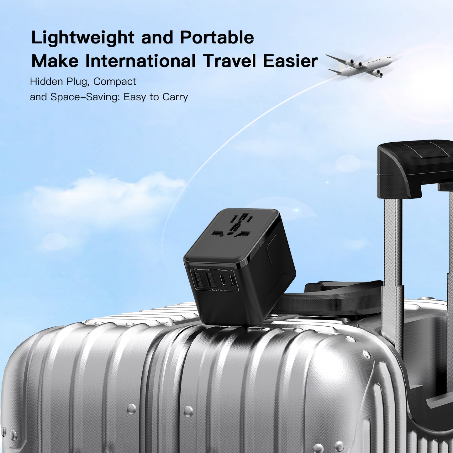 European Travel Plug Adapter USB C, OGEDNAC US to Europe Plug Adapter with 1 Outlets 4 USB Charger, Type C Power Adaptor to Italy Spain France Portugal Iceland Germany, White