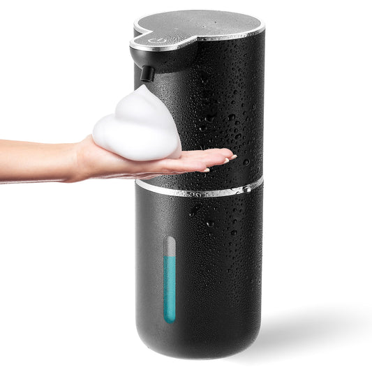 Automatic Soap Dispenser, Touchless Foaming Soap Dispenser 380ml USB Rechargeable Dispenser Electric Wall Mounted 4levels Adjustable Foam Dispenser Pump for Bathroom Kitchen Dish Soap, Black