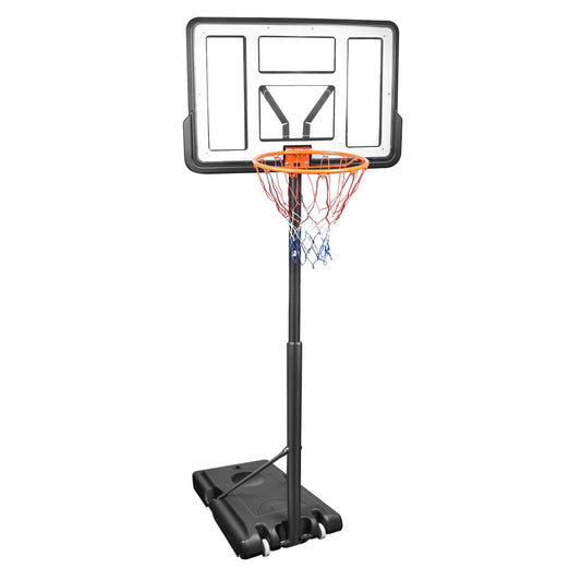 OGEDNAC 44" Basketball Hoop, 4.4-10ft Height Adjustable Portable Basketball Goal System with Shatterproof PVC Backboard and 18" Rim, Kids Adults Basketball Court Indoor Outdoor