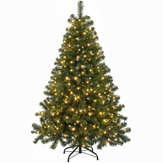 OGEDNAC Pre-Lit Christmas Tree, 4ft Artificial Green Xmas Tree with Multi-colored 150 LED Lights & Metal Stand, 360 Lifelike Branch Tips